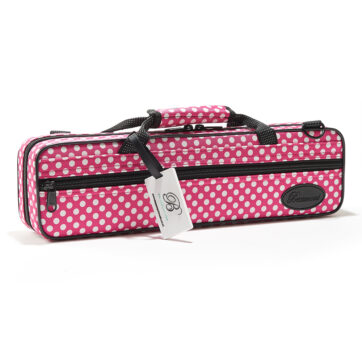 BEAUMONT estuche color rosa con motas blancas, flauta pata de Do