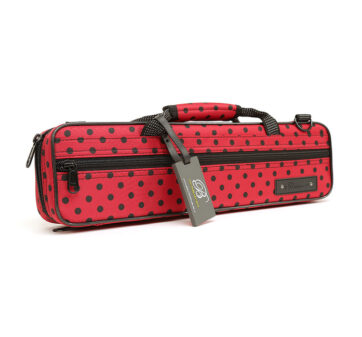 BEAUMONT estuche color rojo con motas negras, flauta pata de Do