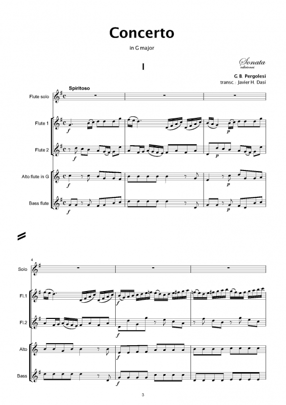 PERGOLESI, G.B.: Concerto in G major (Flauta solista y Orquesta
