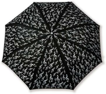 Paraguas plegable - Color negro - Diseño claves de Sol