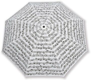 Paraguas plegable - Color blanco - Diseño pentagrama