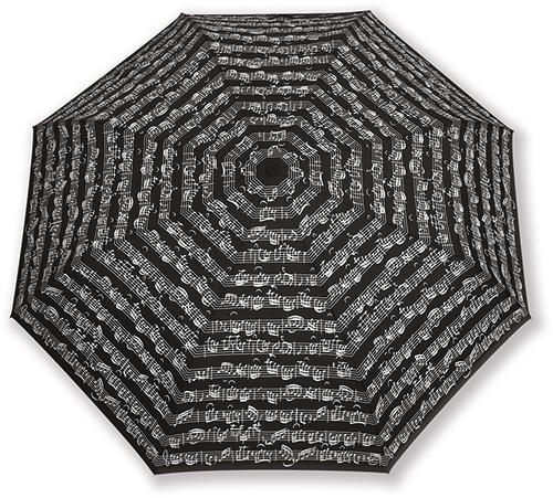 Paraguas plegable - Color negro - Diseño pentagrama